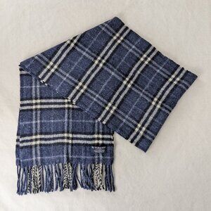 Burberry Cashmere Scarf Blue – Unisex Classic Check – Pre-Owned – Cozy Luxury